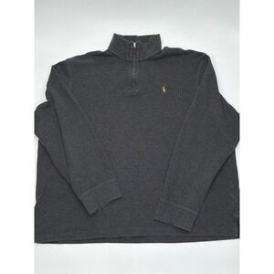 Polo Ralph Lauren Mens XL Estate Rib Quarter Zip Pullover Charcoal Gray Cotton